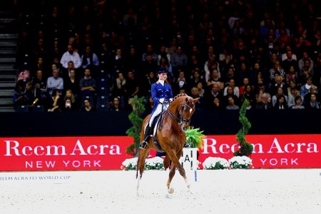 Two-time series champions, Adelinde Cornelissen and Jerich Parzival NOP, won the second leg of the Reem Acra FEI World Cup™ Dressage 2014/2015 Western European League at Lyon, France. (FEI/Pierre Costabadie)