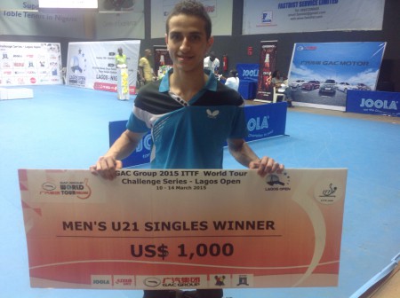 Winner  International Table Tennis Federation, ITTF World Tour,  Lagos Open, Men's Under21 Shagdy Magdy of Egypt 