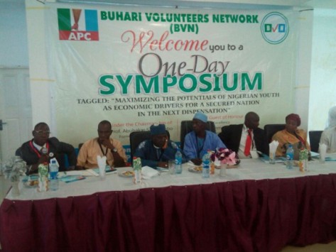 The Buhari Volunteers Network recently held a one day Symposium tagged " Maximising the potentials of the Nigerian Youth as Economic Drivers for a secured Nation in the next dispensation". 