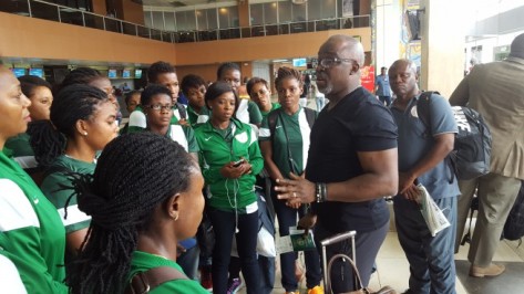 NFF President Amaju Pinnick Addressing the Falcons before departure for  Equatorial Guinea