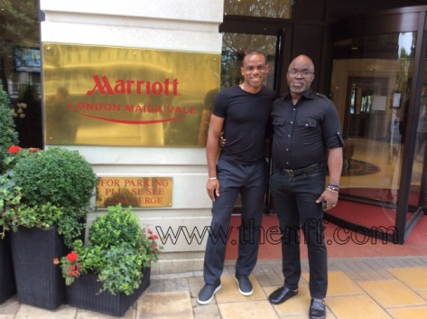 Sunday Oliseh And NFF President Amaju Pinnick In London when was announced as Super Eagles Coach