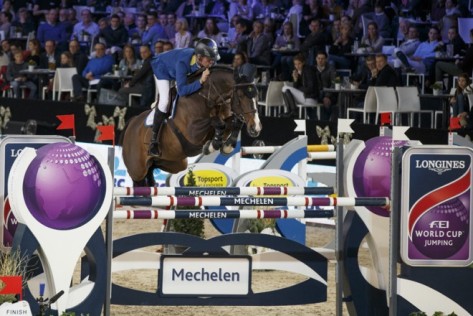 Germany’s Christian Ahlmann produced his third win of the season in today’s Longines FEI World Cup™ Jumping 2015/2016 Western European League qualifier at Mechelen in Belgium riding Taloubet Z. (FEI/Dirk Caremans)